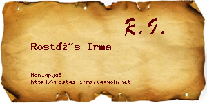 Rostás Irma névjegykártya